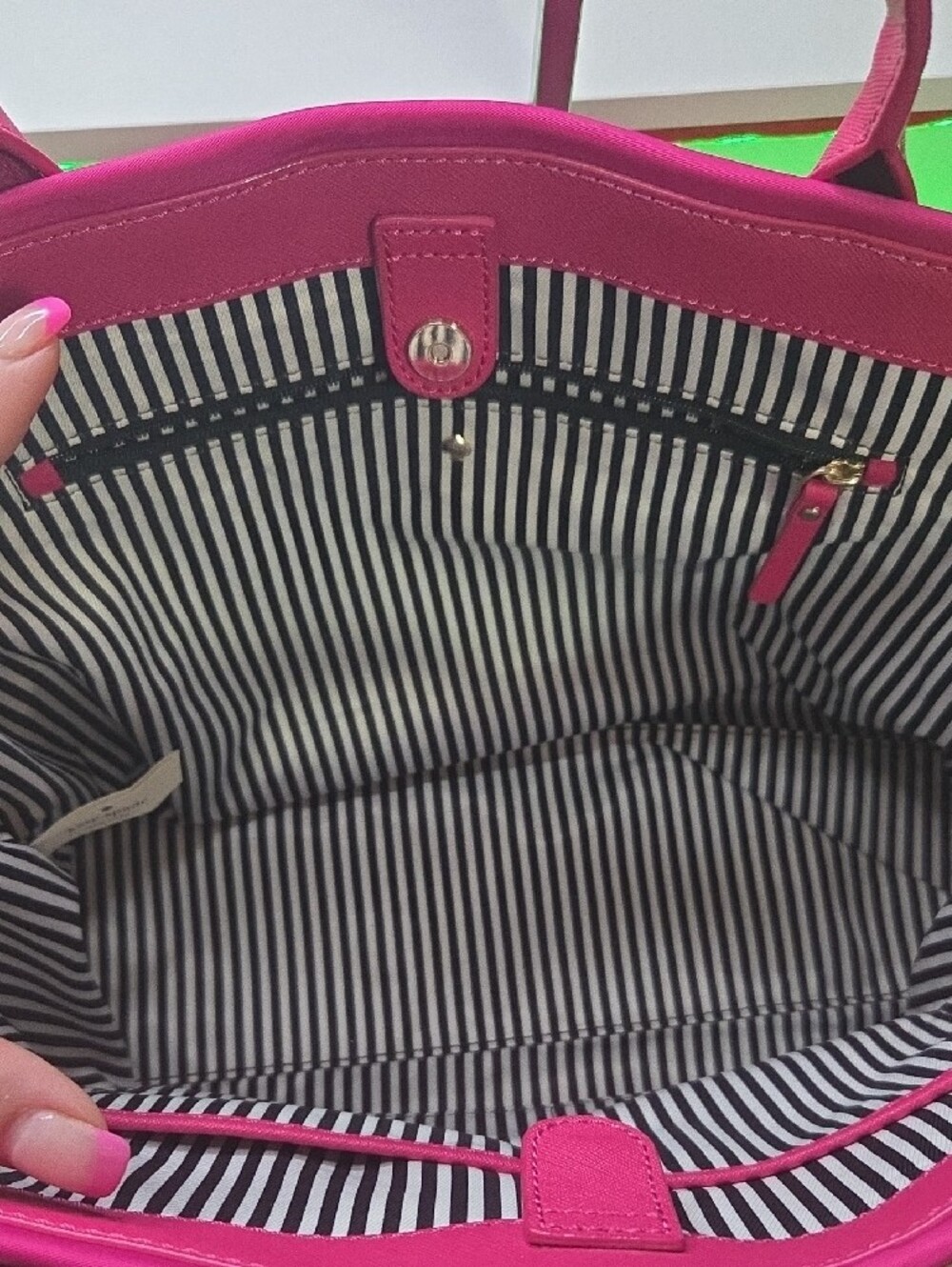 kate spade Nylon Catie hot pink tote bag - sleek everyday shoulder tote - Picture 4 of 9